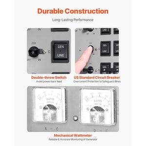 Kit Interruttore di Trasferimento Manuale ATS per Generatore, 30 Ampere, 6 Circuiti, Pre-cablato, con Scatola di Ingresso Alimentazione NEMA L14-30P a Doppia Ingressione - Product Image 3