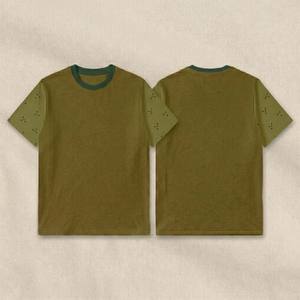 Camiseta Deportiva de Manga Corta para Hombre, Ajustada, Lisa, Elástica, Mezcla de Algodón, Color Sólido, Básica - Product Image 3