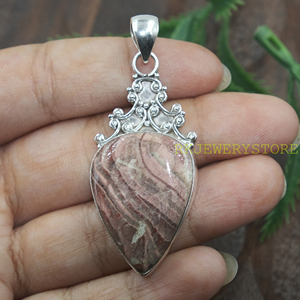 Colgante de ágata Crazy Lace con forma de punta de flecha, plata de ley 925, hecho a mano, estilo boho tribal, joyería llamativa, piedra natural, regalo para ella - Product Image 5