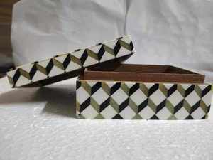 Boîte à mouchoirs carrée en os incrusté, faite à la main, de qualité antique, pour la décoration de la maison - Product Image 4