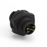 Connecteur industriel étanche IP67, type à souder, boîtier en nylon, contact en laiton 5 broches, verrouillage arrière mâle, 2A 250V, 10M Ohm max.