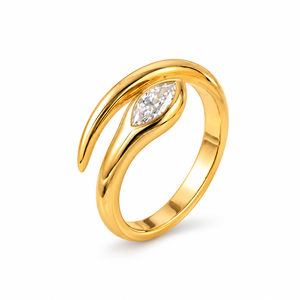 Bague de Fiançailles et de Promesse pour Femme en Or Jaune 10K avec Diamant de Coupe Marquise et Pierre de Laboratoire, Modèle Bypass - Product Image 1