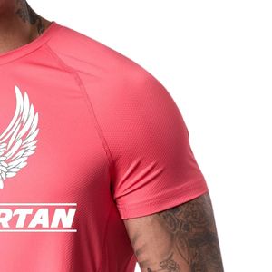 Camiseta con estampado gráfico rosa coral para hombre, cuello redondo, manga corta, atlética, para gimnasio, entrenamiento, ropa deportiva informal, ropa deportiva - Product Image 2