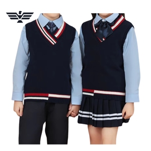 Chaleco Escolar Formal Personalizado de Algodón Tejido, Cuello en V, Sin Mangas, para Niños Unisex, con Logotipo Personalizado - Product Image 6