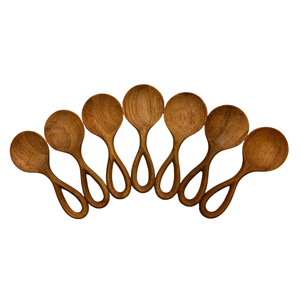 Cuchara de Té con Mango de Madera en Forma de Bollo, Chapado en Oro, Acabado Mate Ecológico, Diseño Creativo Vintage, Mango Largo, para Fiestas y Cocina - Product Image 4