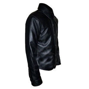 100% Silk Leather Men's Plus Size Winter <b>Long</b> <b>Sleeve</b> Black Satin <b>Undershirt</b> T-Shirt Breathable Embroidered Stand Collar - Product Image 2
