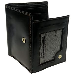 Portefeuille en cuir de vachette de qualité supérieure avec fermeture à bouton, plusieurs emplacements pour cartes, fenêtres transparentes pour l'identité, poche pour l'argent, article cadeau, texture lisse - Product Image 3