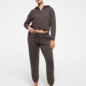 ชุดวอร์มฤดูใบไม้ร่วงฤดูหนาวแบบ 2 ชิ้น เสื้อฮู้ดมีซิป กางเกงวอร์ม ชุดเซ็ตสำหรับผู้หญิง ชุดแทรคสูท ไซส์พลัส เสื้อผ้าผู้หญิง - Product Image 3