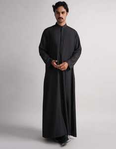 ชุดลำลองผู้ชายแบบ Thobe / Thawb สไตล์ซาอุดิอาระเบีย แขนยาว ความยาวระดับข้อเท้า ผ้าฝ้าย ระบายอากาศได้ดี น้ำหนักเบา ชุดมุสลิมสำหรับเดือนรอมฎอน ตะวันออกกลาง - Product Image 2