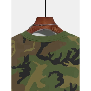 เสื้อยืดลายพรางโอเวอร์ไซส์สำหรับผู้ชาย สตรีทแวร์ คอตตอน คอกลม แขนสั้น สวมใส่สบาย ทรงหลวม เสื้อฤดูร้อน - Product Image 4