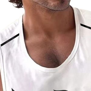 White Solid Breathable Slim Fit Men Tank <b>Top</b> Sleeveless 100% Polyester Workout Fitness Training Sport <b>Vest</b> - Product Image 5