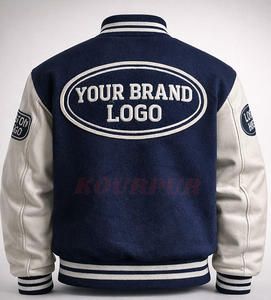 Veste universitaire personnalisée haut de gamme OEM ODM, style baseball, corps en laine, manches en cuir, boutons-pression, uniforme d'équipe universitaire - Product Image 2