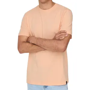 Men's Solid Cotton Neck Slim Fit Half Sleeve T-Shirt 100% Cotton Orange T-Shirt With Custom Brand