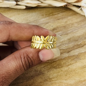 Trendy New Arrival Leaf Texture Brass <b>Ring</b> 18k Gold Plated Bohemian Nature Inspired <b>Statement</b> <b>Ring</b> fashion Womens <b>Ring</b> Wholesale - Product Image 2