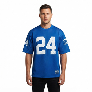 Camiseta Deportiva Personalizada al por Mayor para Hombre, Estilo Urbano, Oversize, de Malla de Poliéster/Algodón, Transpirable, de Secado Rápido, Manga Corta, Corte Holgado, Color Liso - Product Image 4