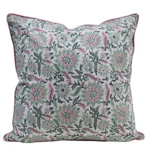 <b>Floral</b> Embroidered 100% Cotton Piping <b>Cushion</b> <b>Cover</b> 50x50 cms Square Throw Pillow <b>Cover</b> Cotton Linen Classic Style Washable - Product Image 6