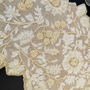Handmade Luxury Customized Shape Fabric Table <b>Runner</b> <b>Green</b> Cream Embroidered Design Adjustable 5mm Thick Eco-Friendly Durable - Product Image 5