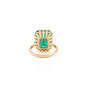 Bague Solitaire de Luxe en Or Jaune Véritable 18K avec Grande Pierre Précieuse Émeraude Zambienne de 9,08 Carats, Bijou de Mariée Audacieux, Vente en Gros Fabricant - Product Image 6