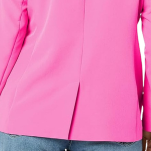 Blazer Largo Color Fucsia para Mujer, Corte Entallado, Frente Abierto, Ropa Formal de Oficina, Estilo Casual de Negocios, Prenda de Moda - Product Image 4