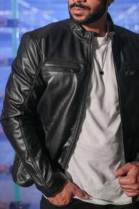 Chaqueta de Motero con Logotipo Personalizado OEM, Chaqueta Negra Moderna de Alta Calidad para Hombre, Chaquetas Personalizadas al por Mayor para Hombre, Cuero Genuino, Nueva Colección 2026 - Product Image 3