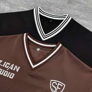 T-shirt d'été personnalisé à séchage rapide pour homme, coupe ample, col en V, avec imprimé, maillot de football en mesh pour le soccer et le basketball - Product Image 3