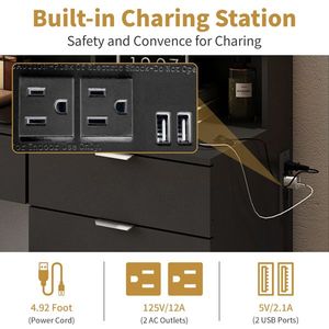 Set Tavolo da Trucco Grande con Luci LED e Stazione di Ricarica, Scrivania per Makeup con Porte in Vetro e Cassetti per Uso da Toeletta - Product Image 2