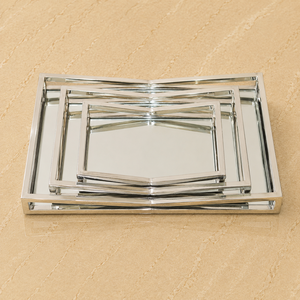 Juego de Bandejas Rectangulares de Acero Inoxidable de Lujo Apricate, Platos Modernos para Servir y Exhibir, Decoración Premium - Product Image 2