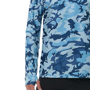 Chemises de pêche pour hommes en polyester UPF 50, séchage rapide, légères, à manches longues, avec capuche et masque intégré, pour activités de plein air - Product Image 5