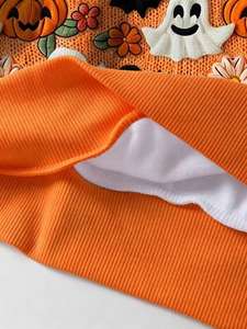 เสื้อสเวตเชิ้ตคอกลมสีส้มลายฟักทองสำหรับผู้หญิง ผ้าฝ้ายฟลีซ สไตล์ลำลอง สตรีทแวร์ ฮู้ดดี้ ผลิตโดยผู้ผลิตแบรนด์ส่วนตัว - Product Image 4