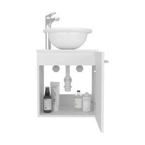 Mobile bagno sospeso Clyde bianco a una anta con lavabo Wessel e un ripiano, ampio spazio contenitivo - Product Image 5