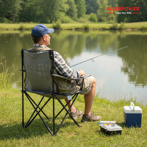 Chaise de camping pliable ROADPOWER (RP-CHR-24), légère et portable avec porte-gobelet pour une utilisation en extérieur, structure en acier durable - Product Image 6