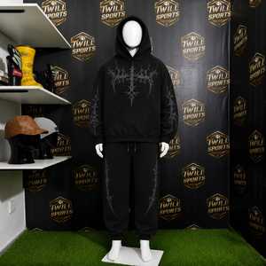 Sweat-shirt à capuche gothique pour homme, coupe classique, en molleton de coton imprimé, avec poche avant, manches classiques, pour l'hiver, motif géométrique, délavé à l'acide, 350g - Product Image 5