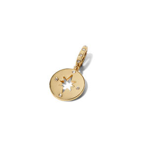 Gold Lab Grown Diamond Star Coin Pendant Paperclip <b>Chain</b> Compass Charm <b>Necklace</b> Fine Jewelry Gift for Women - Product Image 3