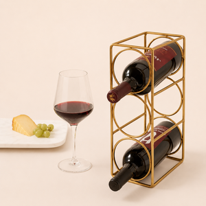 Modern 6-Bottle Tabletop <b>Wine</b> Rack Metal Countertop <b>Wine</b> Bottle Holder for Kitchen Freestanding <b>Wine</b> Storage Display - Product Image 3