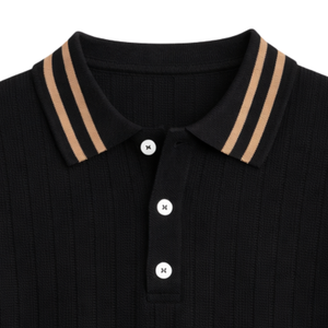 Polo de Punto Melia para Hombre, Manga Corta, Algodón Premium Texturizado, Corte Ajustado, Estilo Casual Elegante, Ropa de Verano Transpirable, Venta al Por Mayor - Product Image 2