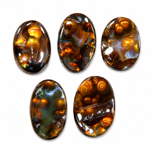 <b>Mexican</b> Fire Agate Druzy Cabochon Smooth Oval Shape Natural Loose Gemstone - Product Image 1