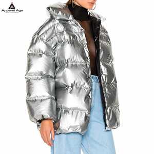 Wholesale Top Quality Women's Shiny Puffer Jacket Glossy <b>Winter</b> <b>Coat</b> Metallic <b>Padded</b> Jacket Warm Quilted Outerwear Custom Logo - Product Image 2