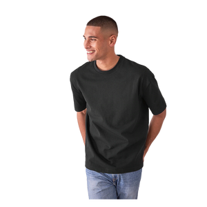 T-shirt à manches courtes pour homme, col rond, noir, 100% coton, coupe classique, couleur unie, jersey tricoté, décontracté - Product Image 2