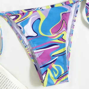 Conjunto de Bikini STITCH LAB para Mujer, Estampado Animal Colorido, 2 Piezas, Top Triangular de Spandex y Poliéster, Braguita con Lazos Laterales, Ajuste Elástico Regular - Product Image 6