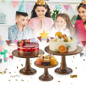 Support à gâteau rond en bois écologique décoratif, 2 pièces, finition artistique faite à la main, présentoir à dessert, piédestal, centre de table de mariage - Product Image 5