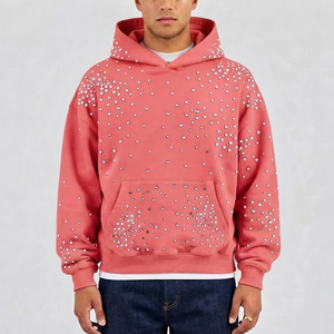 Fabrication professionnelle de sweats à capuche pour hommes avec strass et poche avant, tendance actuelle, à prix raisonnable - Product Image 1