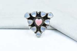 Handcrafted Pink Conch Pearl Sterling Silver <b>Adjustable</b> <b>Ring</b> Natural Shell Gemstone Jewelry for Women Wholesale - Product Image 3