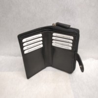 Dompet Wanita Panjang Kulit Asli Halus Full Grain, Tempat Koin, Tempat Kartu, Anti RFID, Dompet Mewah dengan Ritsleting dan Kancing Penutup