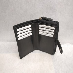 Full Grain Smooth Genuine Leather Long <b>Ladies</b> Wallets Coin Purses <b>Card</b> <b>Holder</b> RFID-Blocking Luxury Zipper Purse Closure Button - Product Image 3