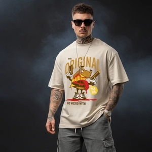 เสื้อยืดออกกำลังกายลำลอง ดีไซน์สีพื้นสดใส พิมพ์ลายทั้งตัว ไม่ซีดจาง ผ้าทอ 220 กรัม โลโก้ติดด้านหน้า - Product Image 1