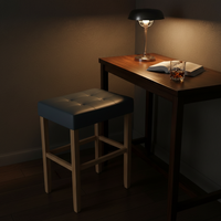 Tabouret de bar moderne rond en cuir PU sans dossier avec structure en bois de caoutchouc, durable et facile à nettoyer, décoratif pour table basse