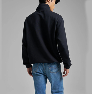Sweat-shirt polaire noir personnalisé pour homme, col montant, coupe ample, pull d'hiver avec broderie 3D et impression - Product Image 4