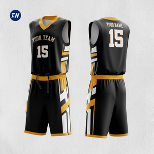 Conjunto de Camiseta y Pantalones Cortos de Baloncesto sin Mangas, Talla Grande, Transpirable, Antibacterial, 100% Poliéster, de Alto Rendimiento, Personalizable para Equipos - Product Image 1