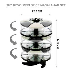Multi-functional Rotating Kitchen Spice Rack with 12 Glass Seasoning <b>Jars</b> for Storing Various Seasonings - Product Image 3