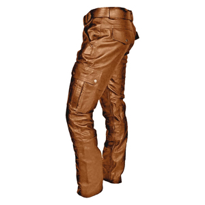 Pantalones Cargo Marrones para Hombre, Cintura Alta, Corte Recto, Estilo Workwear con Múltiples Bolsillos, Cierre de Botones, para Otoño - Product Image 3
